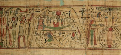 Detail aus dem Papyrus von Nespakashuty, das den Gott Geb (Erde) zeigt, getrennt von seiner Frau, der Göttin Nut (Himmel), Dritte Zwischenzeit von Egyptian 21st Dynasty